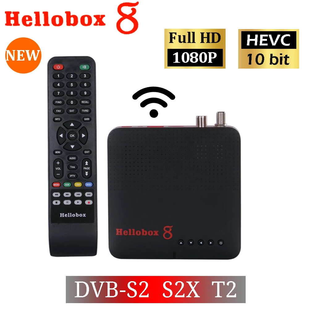 Телевизионная приставка Hellobox 8 H.265 TV приемник DVB T2 S2 Поддержка RJ45 Wi-Fi HEVC PowerVu Biss Box