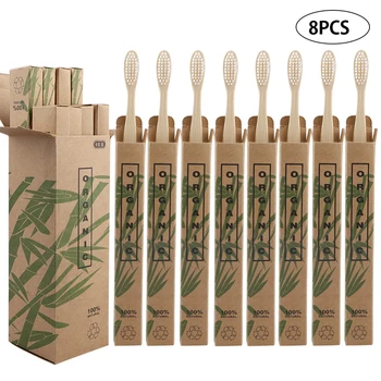 

8pcs Travel Natural Bamboo Toothbrushes Soft Bristle Oral Care Tooth Brush Oral Hygiene Cleaning Teeth Brush Professional F8