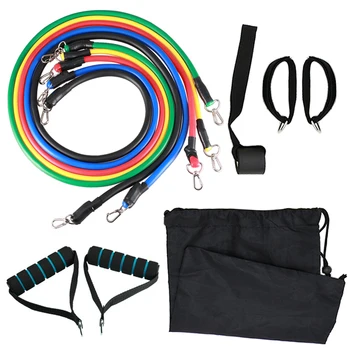 

11pcs Fitness Resistance Bands Set Workout Exercise Tube Bands with Door Anchor Ankle Straps Cushioned Handles Bags for Home Gym
