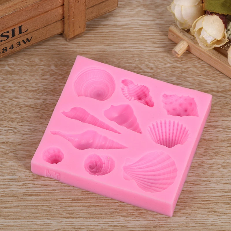 Pink Seashell Silicone Molds 3D Fondant Soap Mold for Caking Decoration Chocolate Candy Mold Baking Tool