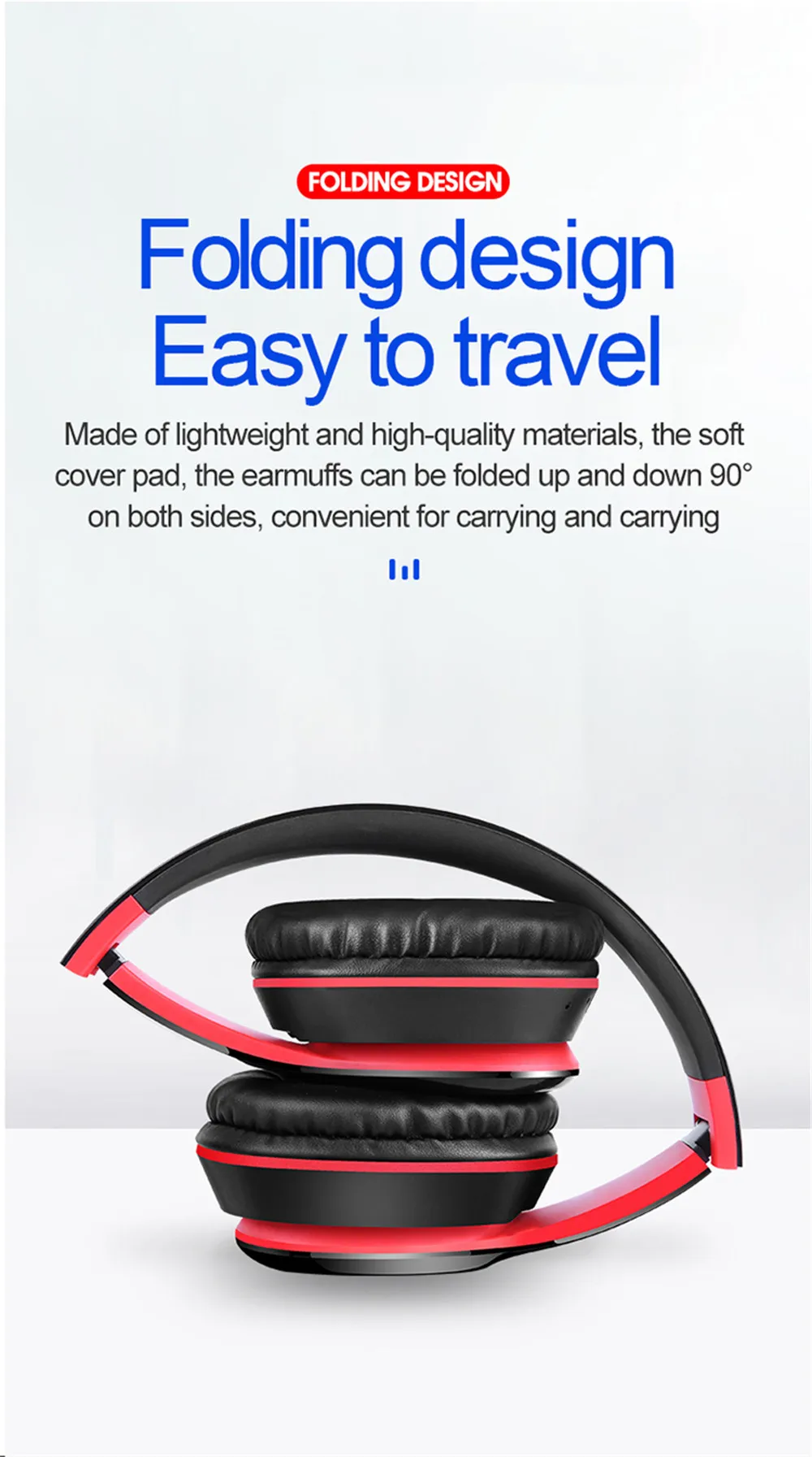 Kebidu HiFi Bluetooth 5,0 гарнитура портативный складной беспроводной спортивный сабвуфер Игровые наушники MP3 музыка наушники Поддержка TF карты