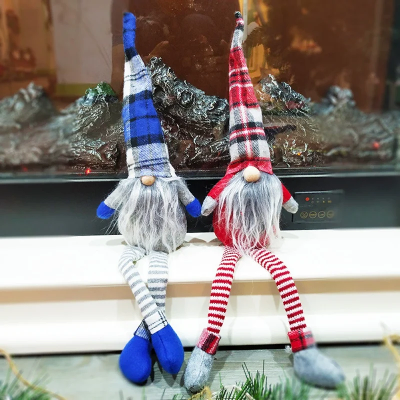 Длинные ноги сидя Tomte Рождество гном кукольные украшения Настольный Санта