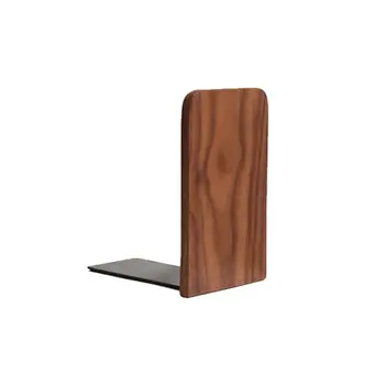 

1PC Black Walnut Bookends Book Supports Rack Magazines Organizer Stand for Office and School - Square Head