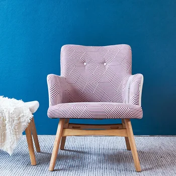 

Selected fabric Nordic single sofa high elastic fireproof sponge fabric sofa stool combination Radian curve simple coffee shop l