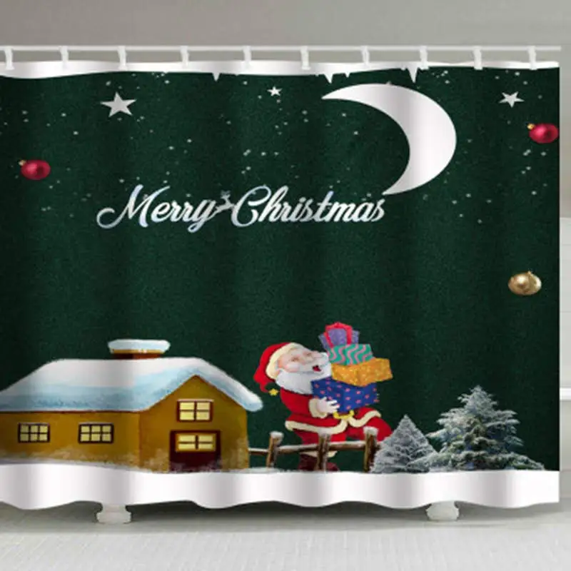 

Christmas Fashion Tapestry Festival Santa Claus Pattern Waterproof Background Non Perforated Hook Shower Tapestry
