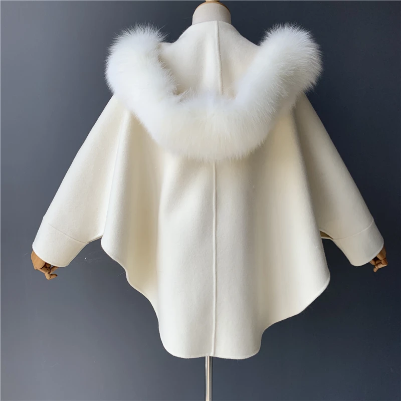 MAOMAOFUR кашемировое пальто женский модный плащ стиль натуральный Лисий мех воротник в полоску верхняя одежда женская кашемировая куртка
