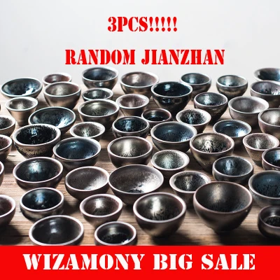 3PCS!WIZAMONY Random Delivery Drinkware Jianzhan Chinese Porcelain Tea Bowl Teacup Tea Set Ceramic Kung Fu Tea Master Cup