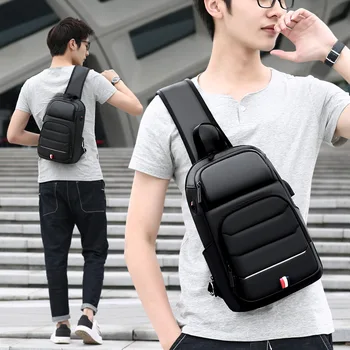 Male Chest Bag travel Crossbody Bags for fashion Shoulder Bags High capacity USB Charging Messenger bag Oxford sports Sling Bag 3