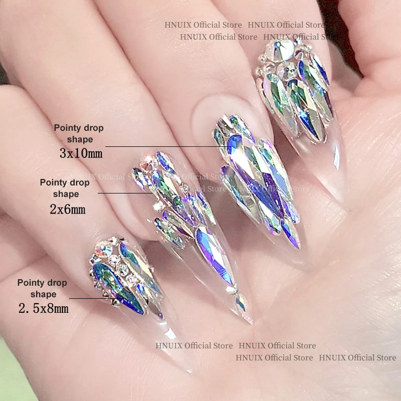 30 Pieces Teardrop Nail Jewelry 3D Nail Charms Nail Art 