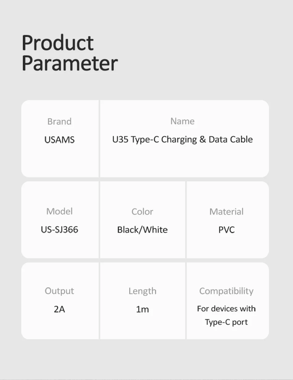 USAMS type-C кабель 1 м USB C кабель для samsung S9 S8 huawei Xiaomi 2A Быстрая зарядка USB-C кабель передачи данных type-C зарядное устройство