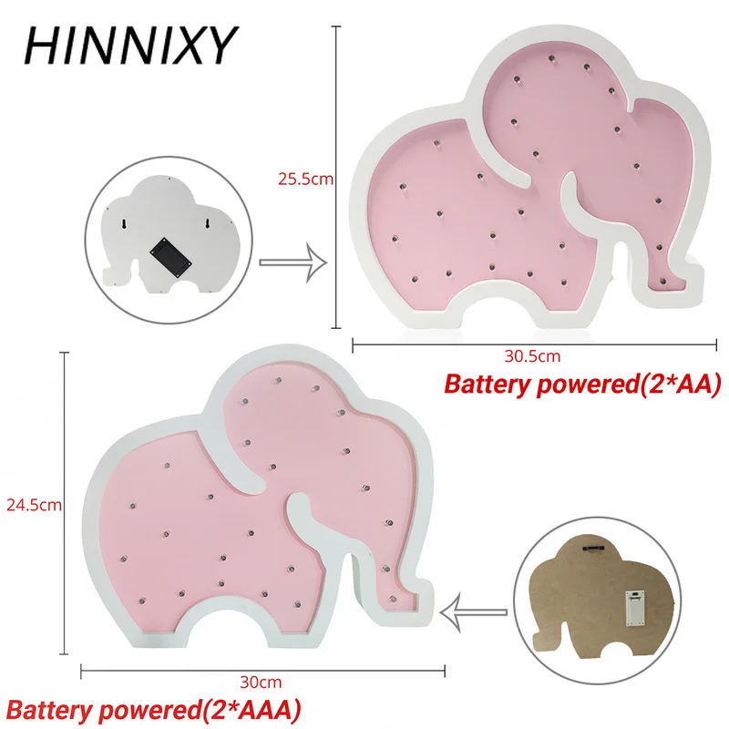 Hinnixy 3D деревянный слон ночной Светильник для детей, для спальни, настенный светильник для дома, в форме животного, Детская прикроватная лампа для сна