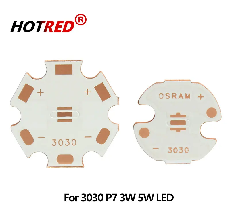 Description Picture 2 of item20mm 16mm Copper PCB Board Plate For 3030 P7 High Power 1W 3W 5W LED Plate Radiator Heatsink For DIY Lamp Flashlight Parts
