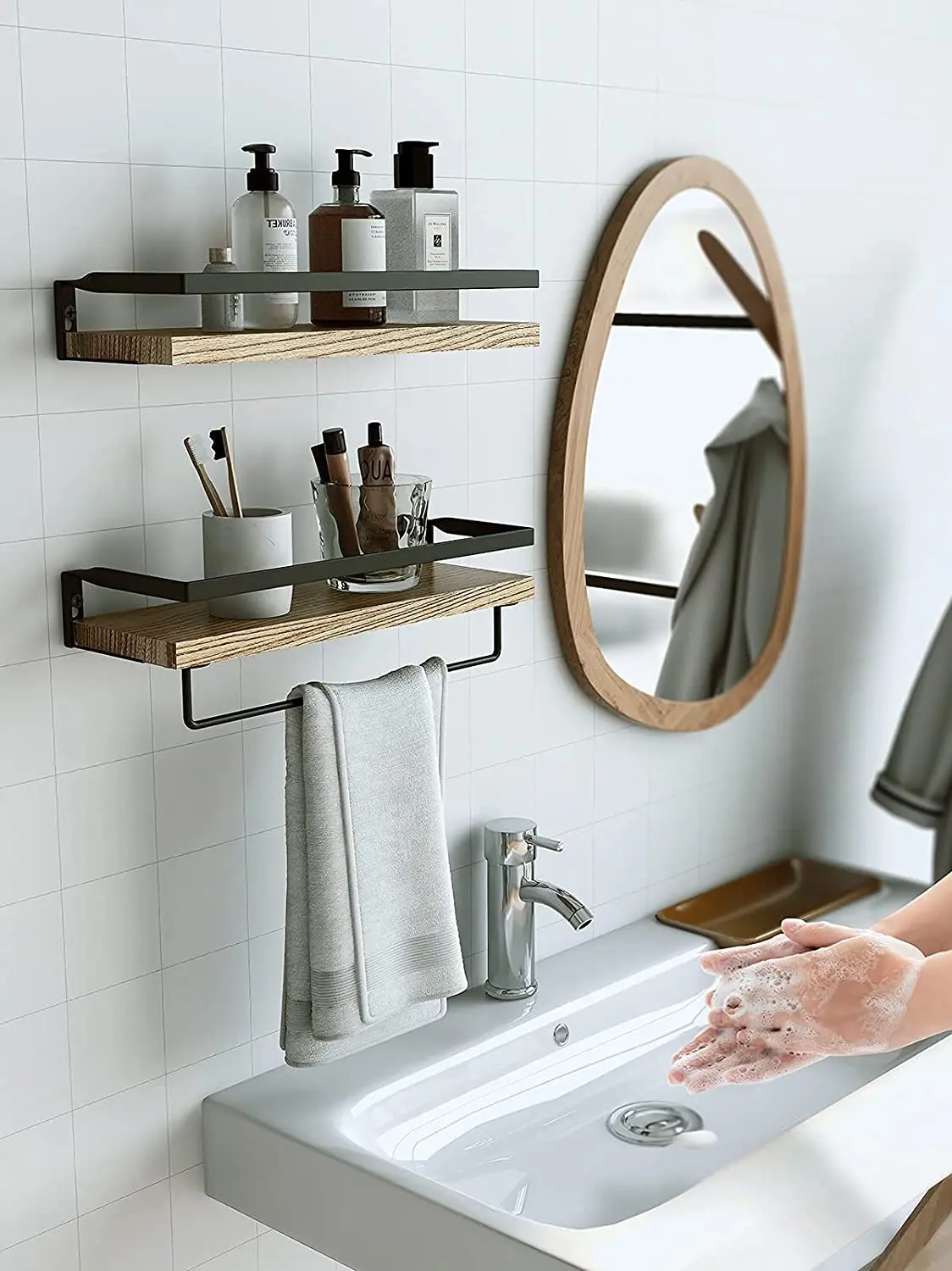 Bathroom Wall Shelf,Wall Shelves Over The Toilet Storage Fit for Any  Room,Wall Shelf with Hooks Great Key Holder for Wall Decorative,Floating  Bathroom