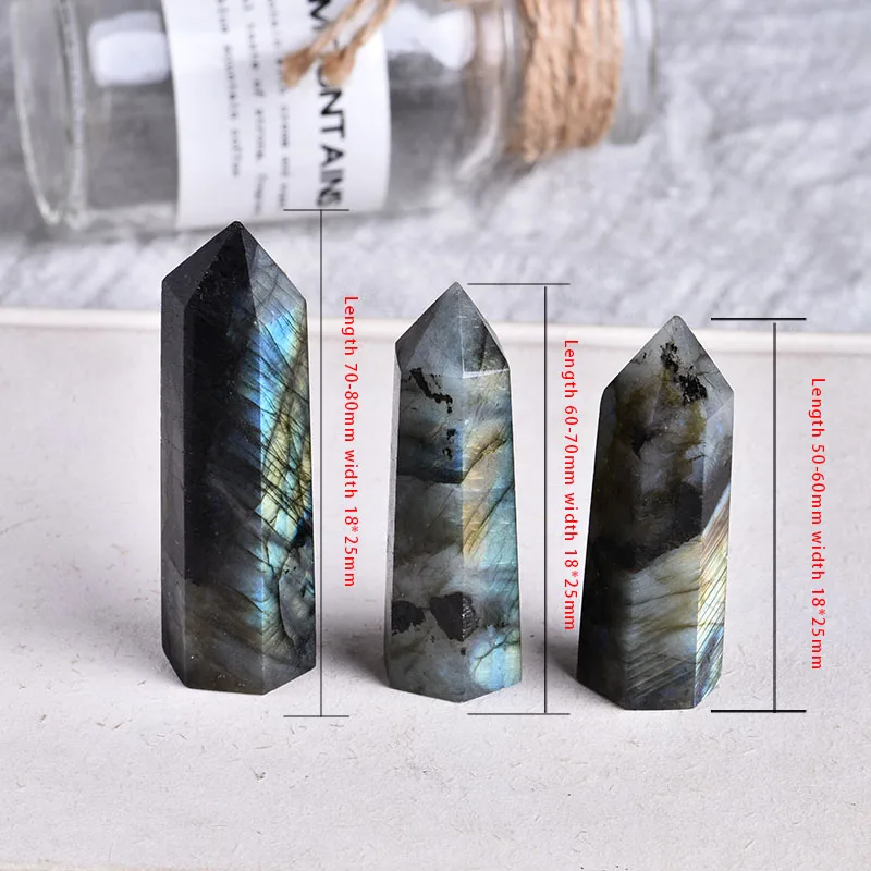 Natural Moonstone Hexagonal Column Crystal Spiritual Guardian Angel Stone Wish you good luck chakra healing couple jewelry | Дом и сад