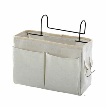 

Hanging Bedside Storage Organizer Bag Dorm Room Magazine Canvas Storage Bags With Hook Bed Pocket Home Decor Storage Holder