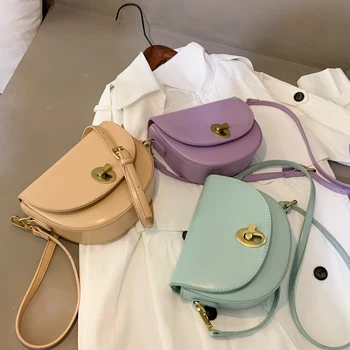 

Fashion bags for women 2020 solid PU leather half round women's Shoulder Messenger Bag sac a main crossbody bags for women