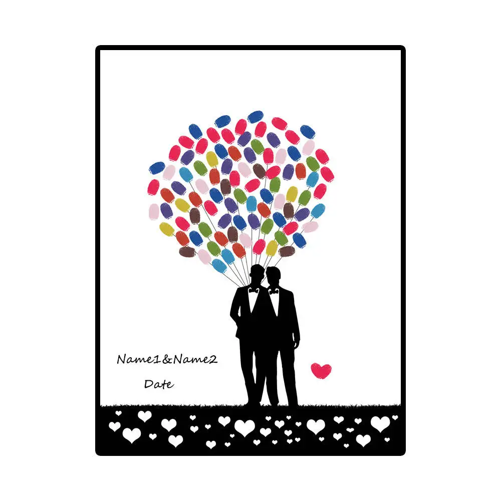 Гей Свадьба отпечаток пальца Гостевая книга уникальная с деревом гей Свадебный