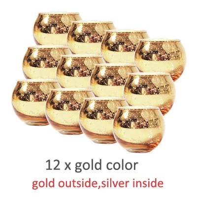Gold outside 12 pcs YuryFvna 6/12 шт. Ртутные стеклянные подсвечники Votive Подсвечники Tealight Свадебные центральные украшения для вечеринок украшение дома подарок - Цвет: Gold outside 12 pcs