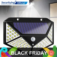 100 светодиодный четырехсторонний светильник на солнечной энергии, угол освещения 270 градусов, датчик движения, настенный светильник, наружные водонепроницаемые садовые лампы