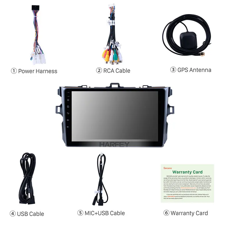 Harfey " Android 9,0 Автомобильный gps мультимедийный плеер радио для Toyota COROLLA 2006-2011 1Din головное устройство в тире поддержка DVR OBD2 музыка