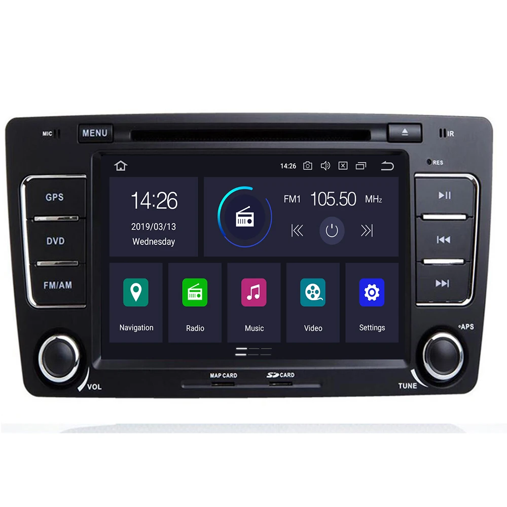 Top 2 din 7" Octa Core Android 9.0 Car Radio DVD GPS for Skoda Octavia 2009-2013 4GB RAM 64G ROM Bluetooth WIFI USB DVR 32GB ROM 0