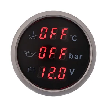 

New 52mm Waterproof Universal 3 in 1 Multi-Function Digital Gauge Water Temp Oil Pressure Voltage meter With Alarm 9-32V