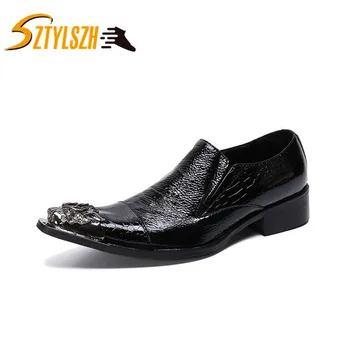 

Office Classic Luxury Fashion Men Dress Shoes Wedding Party Formal Shoes Black Genuine Leather Business Shoes Male Plus Size