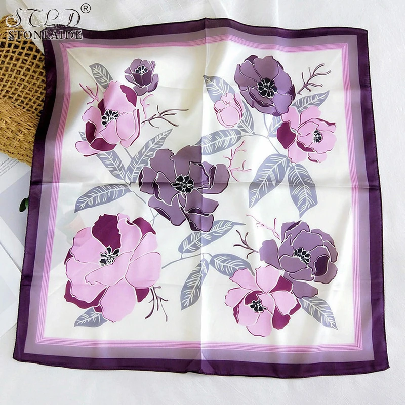 

Новый европейский модный шейный платок с принтом 58x58 см, шелковый шарф sSquare для женщин, элегантный шейный платок, женский шейный шарф