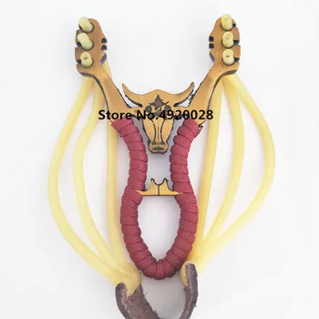 

Powerful Creative Ergonomic Gold Metal Slingshot Catapult With Rubber Band For Hunting Sports Practice Outdoor Entertainment