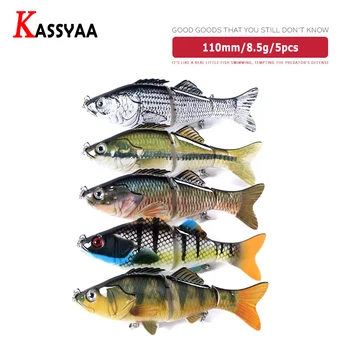 

5pcs/Set Mutil Jointed Sections Fishing Baits 100mm 18g #4 Fishhooks Artificial Wobblers Pike Bass Trolling Carp Fish Tools Lure