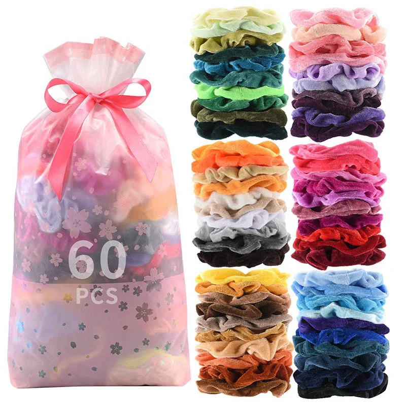 60 colors 60 цветов, модные бархатные резинки для волос, эластичные резинки для волос для женщин и девочек, аксессуары для волос Haar gumki do wlosow, резинки для волос - Color: 60 colors