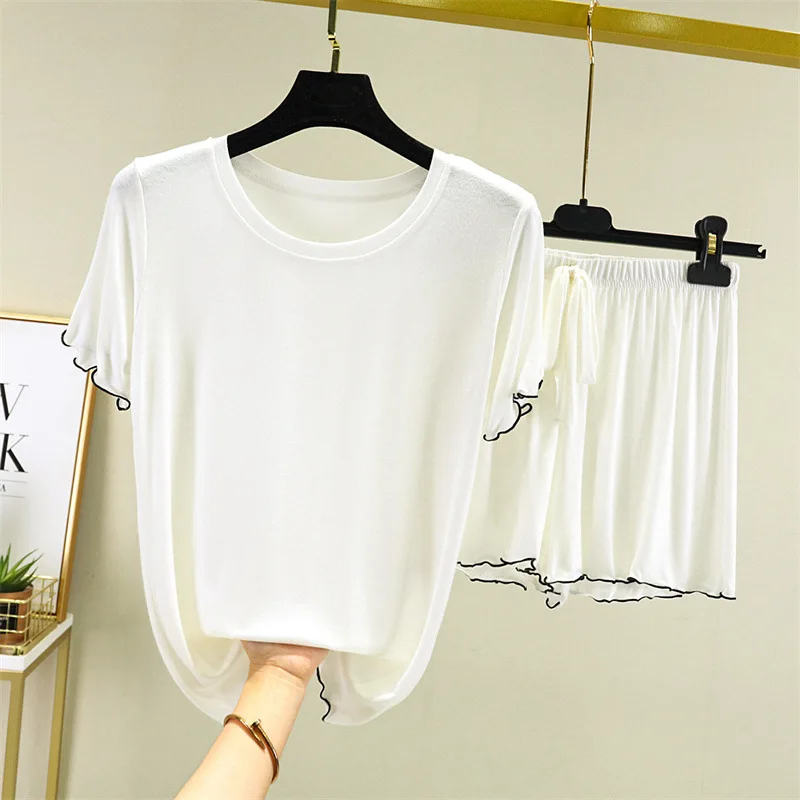 M-3XL Plus Size Pajamas Women Loose Short Sleeve Student's Sleepwear Set Modal Summer Home Suit New Pijamas Female Nightwear