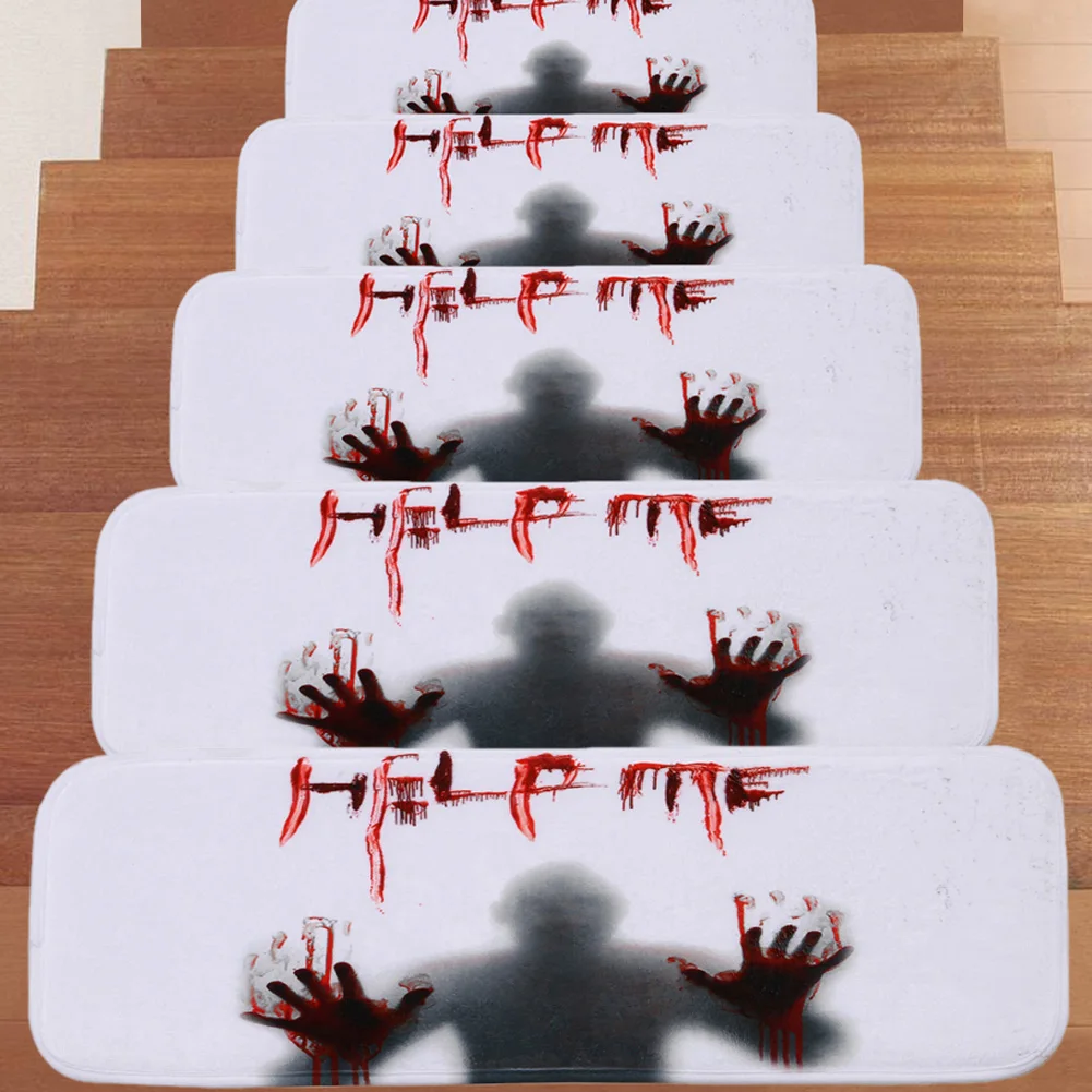 

1/5Pcs Halloween Blood Hand Stair Carpet Treads For Skid-Resistant Horror Doormat Stair Tread Mat 70x22cm