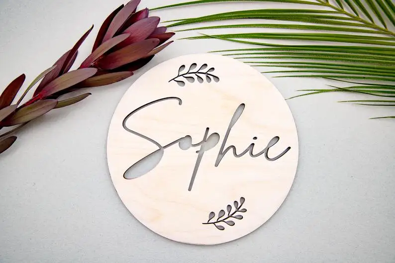 Personalized Announcement Sign Birth Name Wooden Newborn Photo Props New Baby Gift Nursery Baby Shower Nursery Decor Wooden