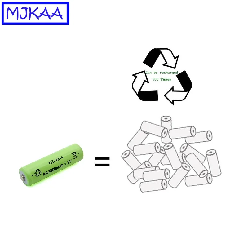 MJKAA 8 шт. AA Ni-MH 1,2 в 3800 мАч никель-металл-гидридные аккумуляторы 14 мм* 50 мм 2A для игрушечные часы