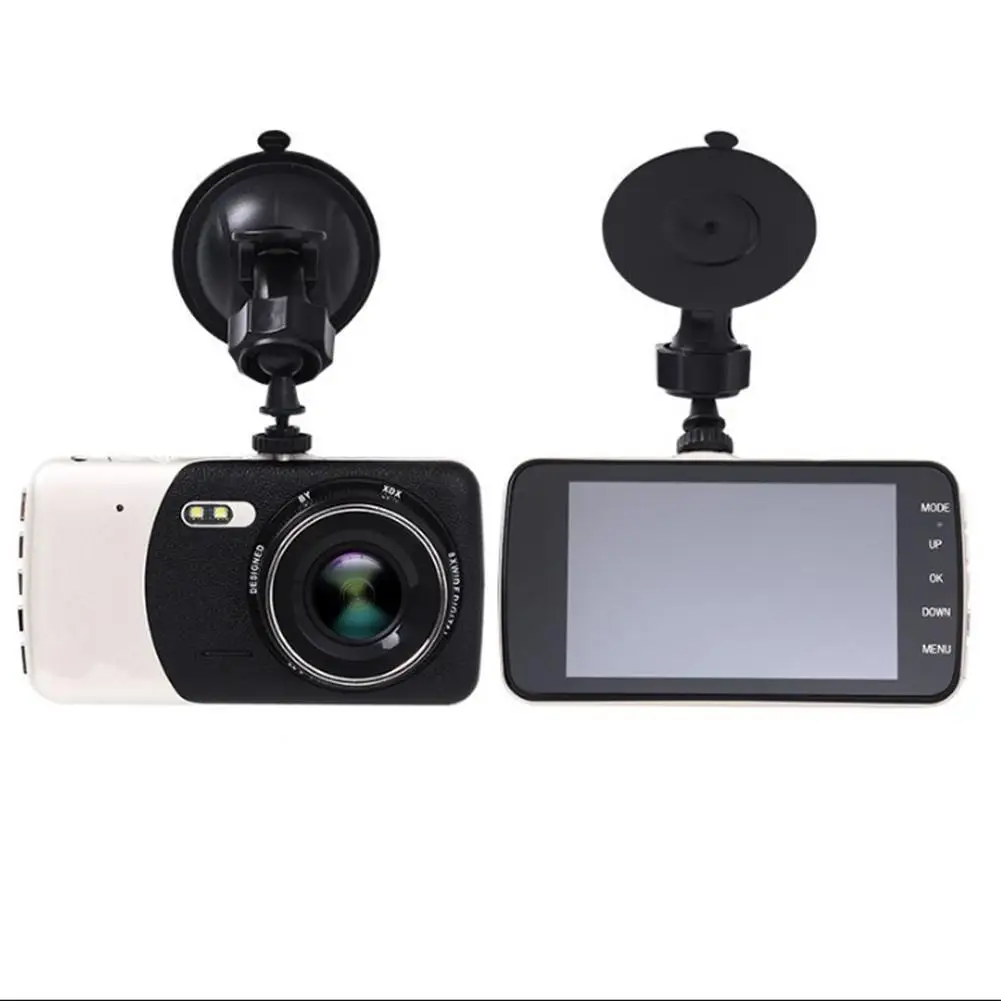 Мини видеорегистраторы 4 дюйма с двумя объективами видеорегистратор HD 1080P Автомобильный видеорегистратор g-сенсор Ночное Видение заднего вида dvr