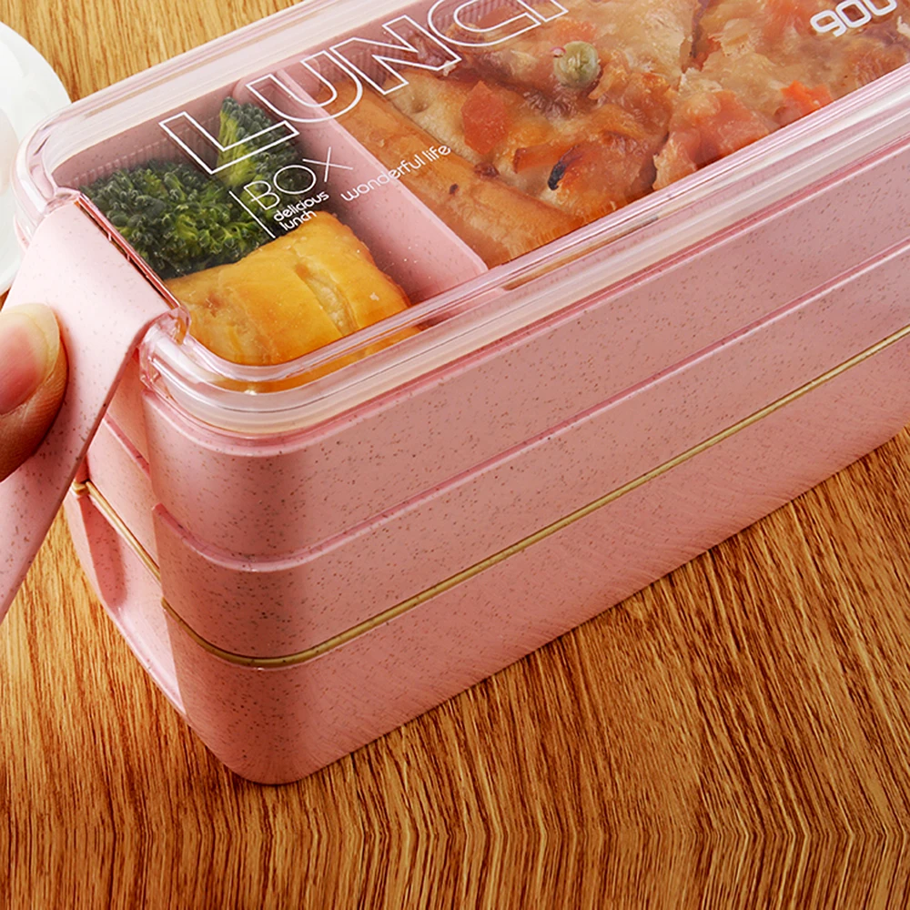 NICEYARD экологичный BPA контейнер для еды с ложкой и вилкой большой емкости двойной/трехслойный контейнер для еды на холодильник