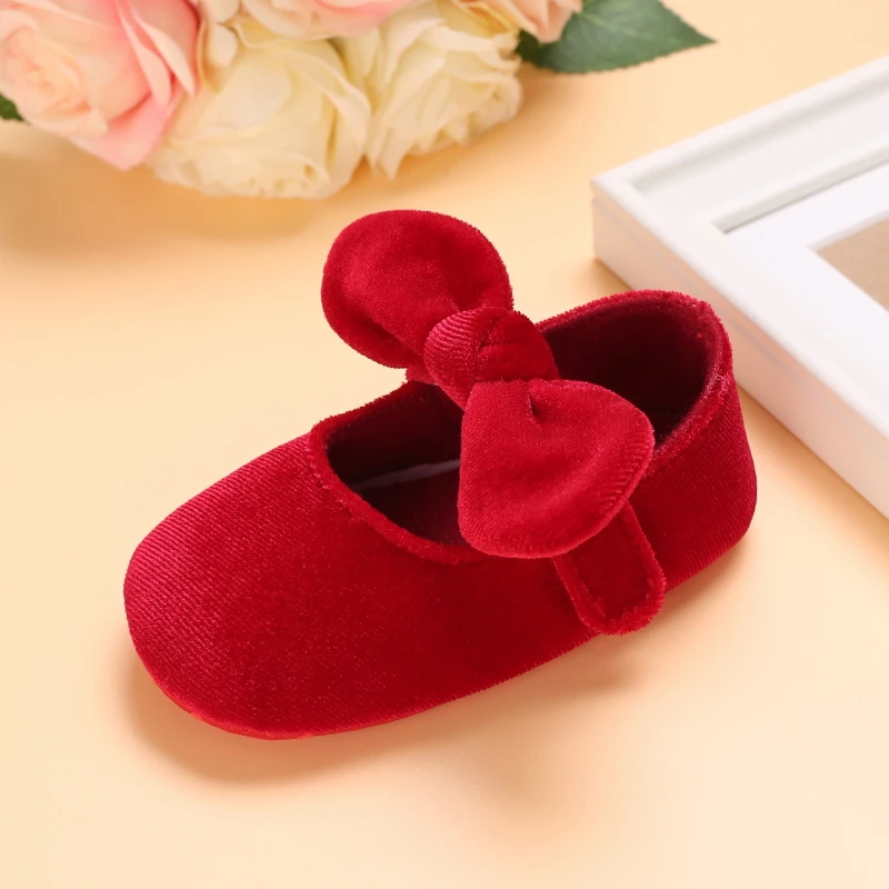 Baby Spring And Autumn Style Lovely Bow Solid Color Soft Sole Princess Shoes 0-18 Months Newborn Baby Casual Walking Shoes