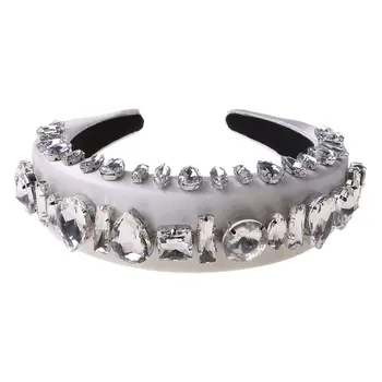 

Baroque Personality Ladies Bandana Sponge Padded Thicken Hair Hoop Glitter Geometric Rhinestone Embellished Headband
