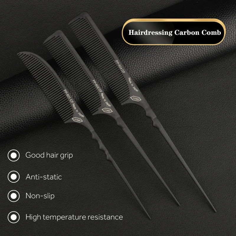 CestoMen Hairdressing Carbon Comb Hair Cutting Comb Tail Comb Professional Barber Accessories Salon Haircut Tools For Stylist
