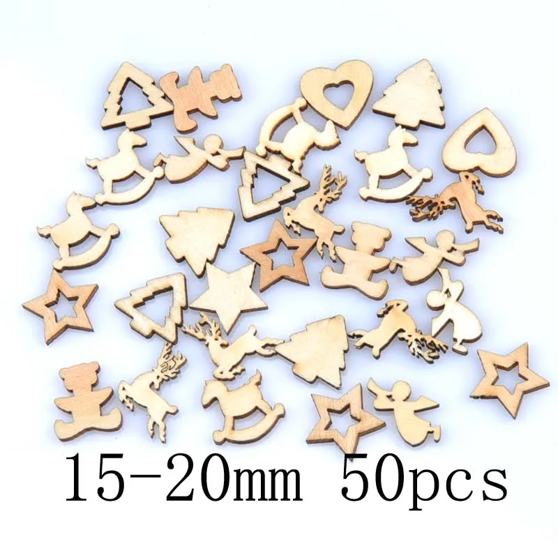 mt1551-50pcs DIY натуральный деревянный чипборд Рождественская елка подвесная подвеска с героем аниме детские подарки снеговик рождественские украшения mt2521 - Цвет: mt1551-50pcs
