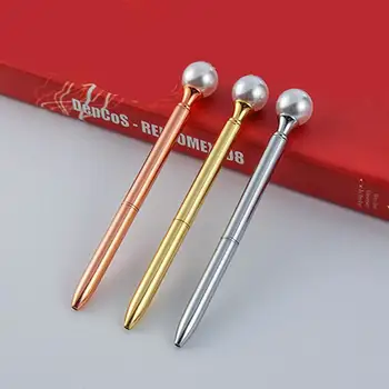 

500 pieces Colorful Creative big pearl Pen Ballpoint Pens Stationery Ballpen Oily Rotate Black Refill school Office Supplies