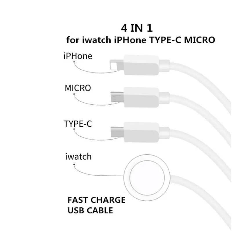 Phone Watch Charger Micro USB Type-C Android 4in1,3in1,2in1 Charging Cable Dock For iphone Apple Watch  iWatch Xiaomi Samsung 