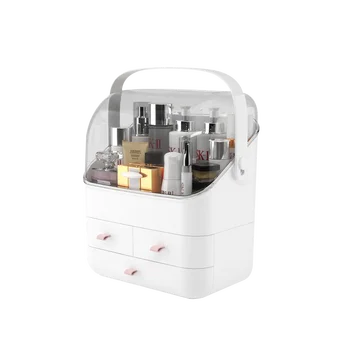 

Plastic net red cosmetics storage box dust desktop lipstick dressing table skin care artifact rack LL10261441