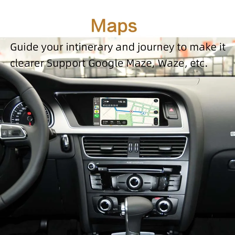 Sinairyu Wifi Wireless Apple CarPlay Car Play Android Auto Mirror for Audi 2009-2019 A4 A5 Q5 Non MMI OEM Retrofit Touchscreen