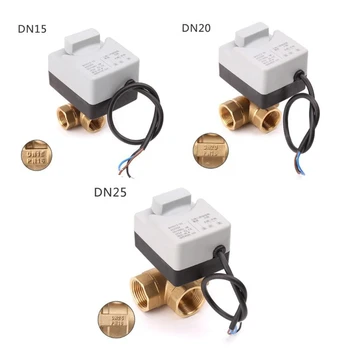 

AC220V 3 Way 3 Wires 2 Control Motorized Ball Valve Electric Actuator with Manual Switch DN15