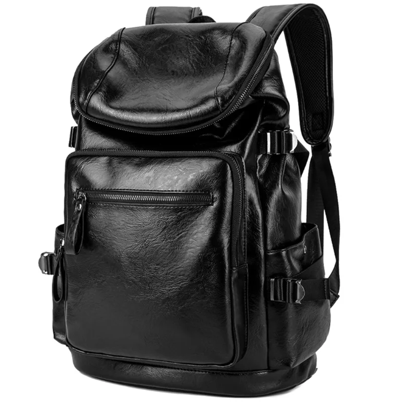 PU Leather Backpack Men Travel Bag Waterproof Simple Style School Bags for Teenage Casual Fashion Pack Anti-Theft Bagpack