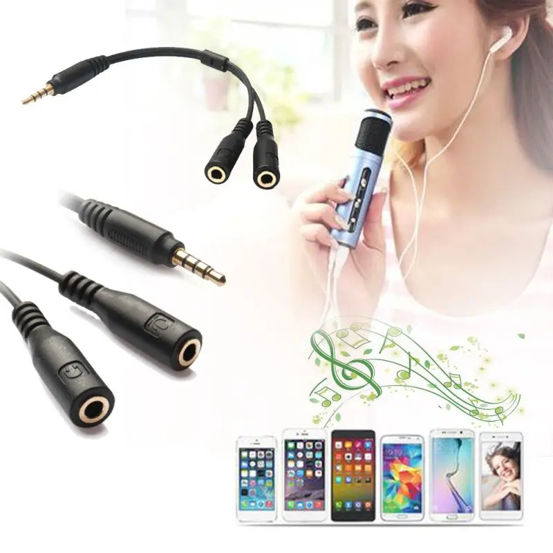 

Headset Adapter Cable CTIA 3.5mm 4 Pole TRRS Male To 2 X 3 Pole Female Y Splitter Headphone Jack Splitter Cord For Xbox One