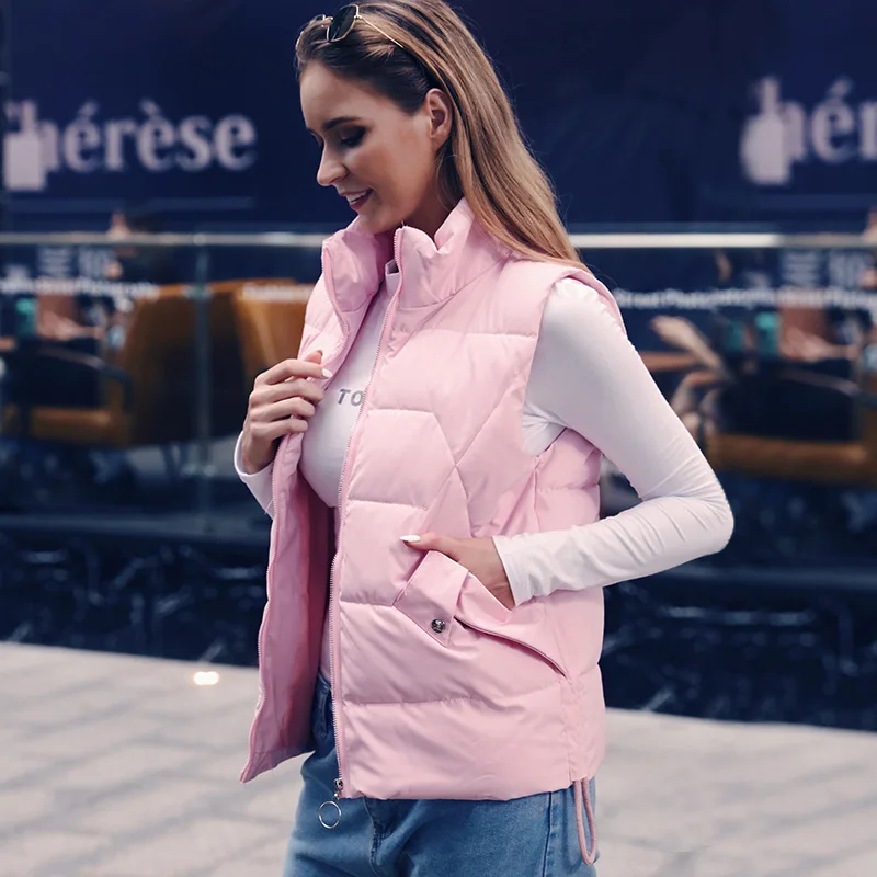 

BSTCOCHI Winter Sleeveless Jacket Women Zip Up Padding Vest Female Warm Waistcoat Black Pink Vest Jacket Coat Plus Size XXL