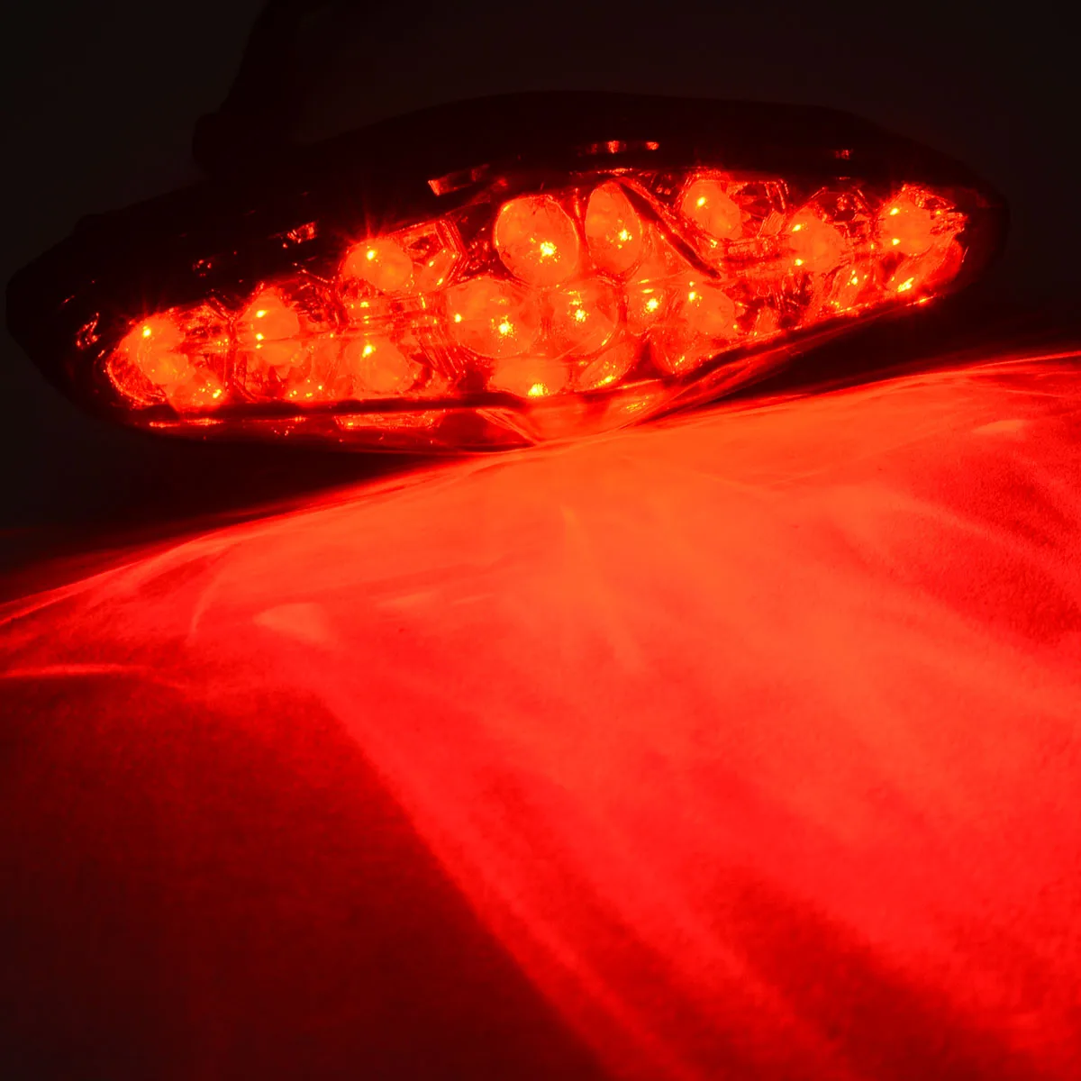 12V 15 LED Motorcycle Rear Tail Light Bright Red Brake/Running/Driving Light ABS Plastic Support ATV Scooter Mayitr